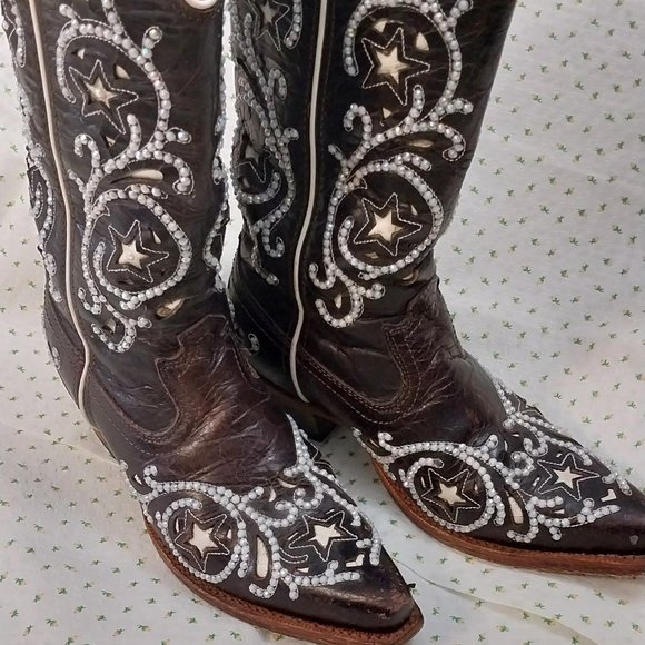 None Shoes - 2947 Size 6B Leather Embellished Boots